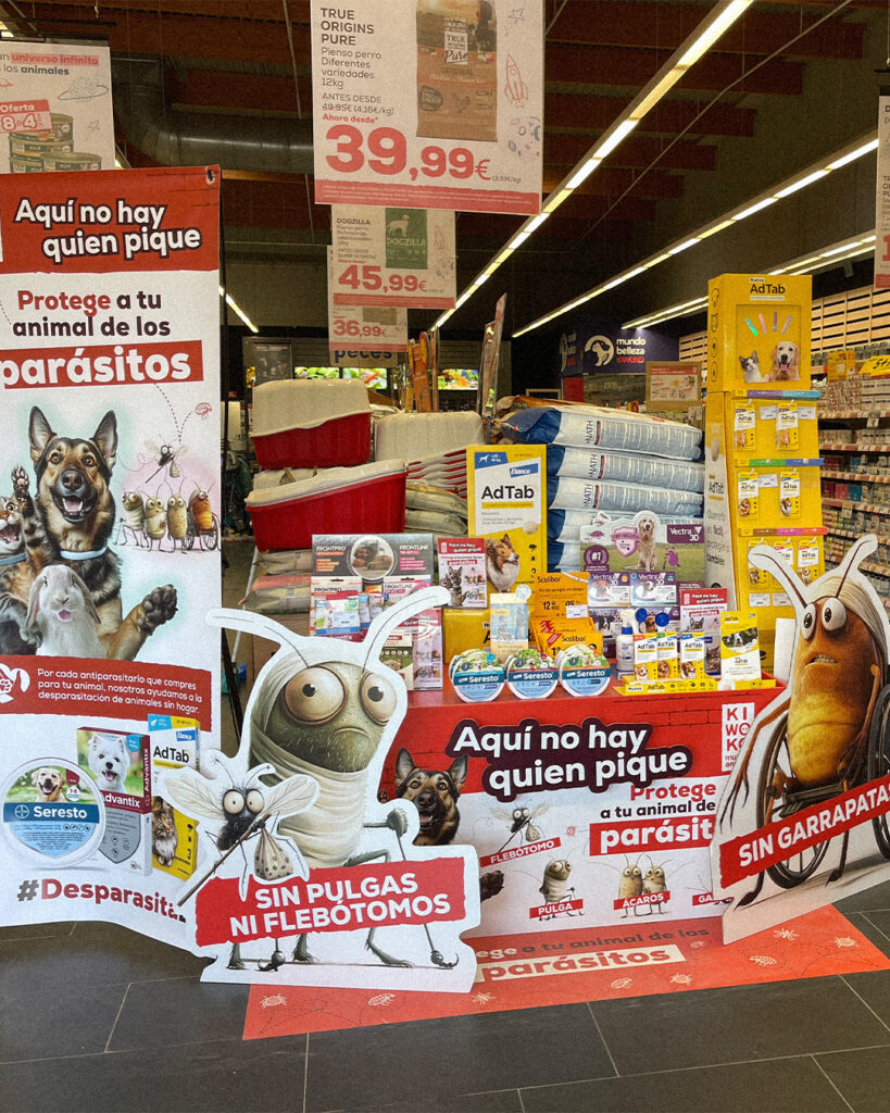 Diseño gráfico para Publicidad antiparasitarios Retail kiwoko veroma